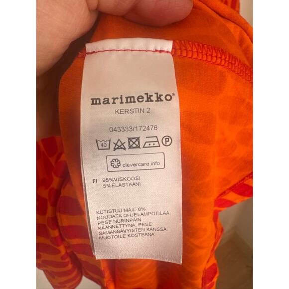 Marimekko Kerstin 2 Printed Jersey Knit Midi Dress in Orange/Red - M - Picture 4 of 7